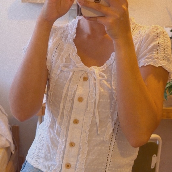 VINTAGE EMBROIDERED COTTON TOP UK 8 - 100% Cotton - Picture 9 of 16